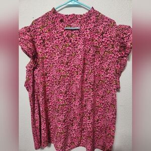 🌺 3/$15 🌺SHEIN Pink Floral Ruffle Sleeve Blouse